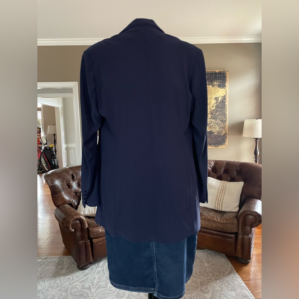 Boston Proper Beyond Travel Maritime Navy Blue Classic Boyfriend Blazer - Picture 3 of 5